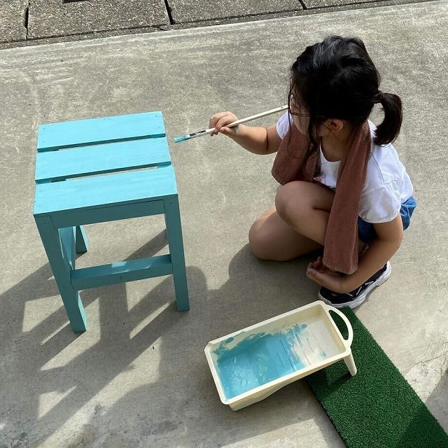 木工キット椅子　色塗り
